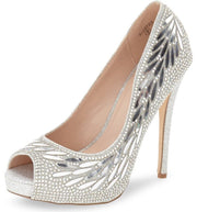 Lauren Lorraine Estelle Peep Toe Pump Prom Wedding Rhinestone Formal Dress Pumps