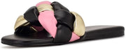 Nine West Lula 3 Warm Blush Faux Leather Open Rounded Toe Slide Braided Sandals