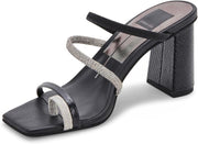 Dolce Vita Prisma Onyx Stella Slip On Squared Open Toe Block Heeled Sandals