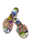 Liliana Honnay-2 Multi Snake Clear Rhinestone Gem Slip On Slide Mule Flat Sandal