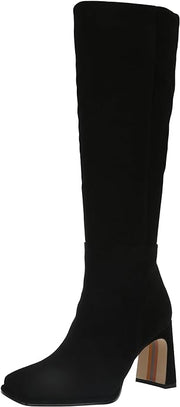 Sam Edelman Issabel Black Suede Squared Toe Block Heel Fashion Knee High Boots