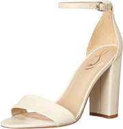 Sam Edelman Yaro Modern Ivory Ankle Strap Open Round Toe Block Heel Wide Sandals