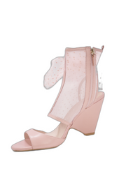 Cecelia New York AMELIA Peep Toe Shootie Pink Sheer Mesh Open Toe Ruffle Booties