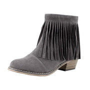 Breckelle's Dorado-18 Grey Suede Fringe Ankle Booties Size 5.5