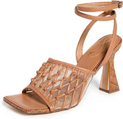 Sam Edelman Candice Cuoio Ankle Strap Square Open Toe Spool Heeled Dress Sandals