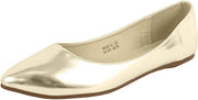 Bella Marie Angie-18 Gold Pu Mettalic Pointed Toe Ballet Flat Shoes