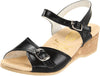 Worishofer Women's 711 Comfort Ankle Strap Sandal Black Leather Granny Sandals