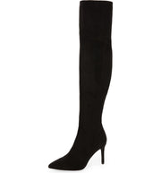 Jeffrey Campbell PILLAR-HI Black Suede High Heel Pointed Toe Over Knee Boots