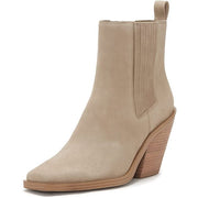 Vince Camuto Ackella Truffle Taupe Pull On Squared Close Toe Block Heeled Boot