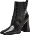 Circus By Sam Edelman Pascha Black Croc Print Square Toe Block Heel Fashion Boot