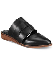 Kelsi Dagger Assembly Black Strappy Slip-On Pointed Toe Leather Mule Slide Flats