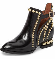 Jeffrey Campbell Rylance Black Box Gold Embellished Cut Out Buckle Ankle Booties