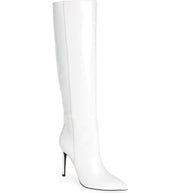 Jeffrey Campbell ARSEN-HI Stiletto Knee High Pointed Boots Winter White Ice