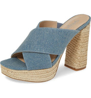 CHARLES BY Charles David Index Denim Platform Espadrille Sandals High Heel Mules