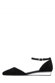 Jeffrey Campbell Honesty Black Suede Leather Upper Ankle Strap Wedge Pointed Toe