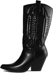 Cape Robbin Southern Belle Western Tall Shaft Pointed Toe Block Heel Cowboy Boot (10, BLACK)