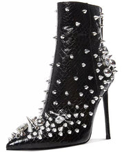 Steve Madden Viceroy Black Stiletto Heel Pointed Toe Embellished Fashion Boots