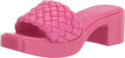 Dolce Vita Goldy Fuchsia Stella Slip On Woven Open Squared Toe Heeled Sandals