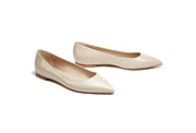 Bella Marie Patent Vegan Leather Pointed Toe Ballet Flats 8.5, Nude Patent Vegan