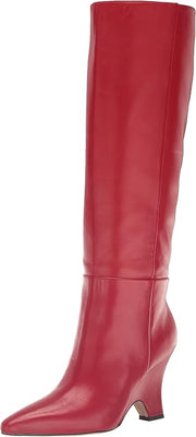 Sam Edelman Vance Begonia Red Pointed Toe Kitten Heel Knee High Fashion Boots