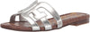 Sam Edelman Bay Soft Silver Rounded Open Toe Slip On Leather Strap Flat Sandals