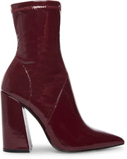 Steve Madden Slade Burgundy Patent Pointed Toe Fitted Stretch High Heel Bootie