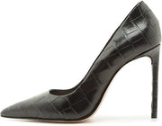 Schutz Lou Black Croc-Embossed Slip On Pointed Toe Stiletto Heel Fashion Pumps