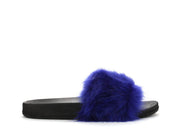 Cape Robin Blue Furry Flip Flop Slide Slip On Everyday Style Flat Sandals Shoe