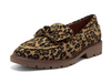 Lucky Brand Tamio Inca Gold Leopard Flat Knot Bow Lug Sole Slip On Modern Loafer