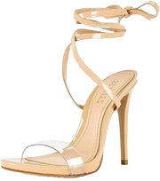 Schutz Courtney Transparente Light Nude Tie Up Open Toe Stiletto Heeled Sandals