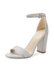 Sam Edelman Yaro Pebble Grey Block Heel Ankle Strap Open Toe Heeled Sandals