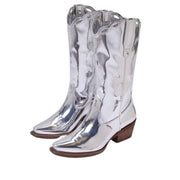 Circus by Sam Edelman Jill Soft Silver Croc Embossed Western Boot