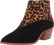 Louise Et Cie Women's VADA Exotic Pointed Toe Stacked Heel Suede Booties LEOPARD