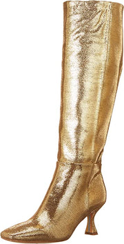 Sam Edelman Leigh Goldmine Squared Toe Spool Heel Knee High Leather Fashion Boot