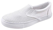 Soda Tracer White Pu Closed Rounded Toe Elastic Side White Rubber Sole Loafers