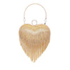 UMREN Luxury Heart Shape Tassel Evening Bag Rhinestones Wedding Purse Handbag