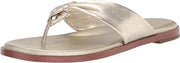 Cole Haan Fiona Soft Gold Squared Open Toe Slip On Flat Thong Slides Sandals