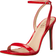 Sam Edelman Orchid Red Square Toe Buckle Ankle Strap Lofty Stiletto Heel Sandals