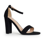 J. Adams Shirley Black Suede Ankle Strap High Heel Dressy Heeled Sandals