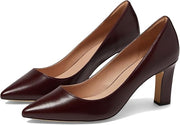 Cole Haan Mylah Bloodstone Leather Block Heeled Pointed Toe Slip On Dress Pumps