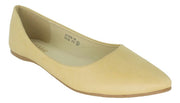 Bella Marie Angie-18 Beige Pu Fashion Classic Pointy Toe Ballet Flat Shoes