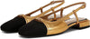 Sam Edelman Kara2 Medallion Gold/Black Squared Toe Slingback Flats Sandals Loafers