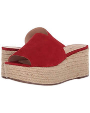 Schutz Thalia Espadrille Wedge Sandal Tango Red Platform Slide Mule Flatform