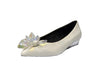 Jeffrey Campbell Jacy Crys White Box Clear Wedge Heel 3-D Flower Ballet Flats