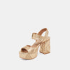 Dolce Vita Bobby Gold Woven Stella Open Toe Ankle Strap Block Heeled Sandals