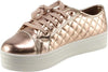 Breckelles Cyber-06 Champagne Metallic Quilted Cap Toe Flatform Sneakers