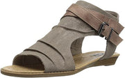 Steve Madden Vana Taupe Multi Canvas Open Toe Low Wedge Flat Gladiator Sandals