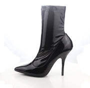 Cape Robbin Glossy Black Patent Pointed Toe Stiletto Sock Fitted Dress Booties