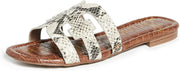 Sam Edelman Bay Black/Tan/Snake Print Slide Mule Open-Toe Slip-On Wide Sandals