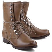 Schutz Perri Brown Yucca Lace Up Flat Combat Military Ankle Boots